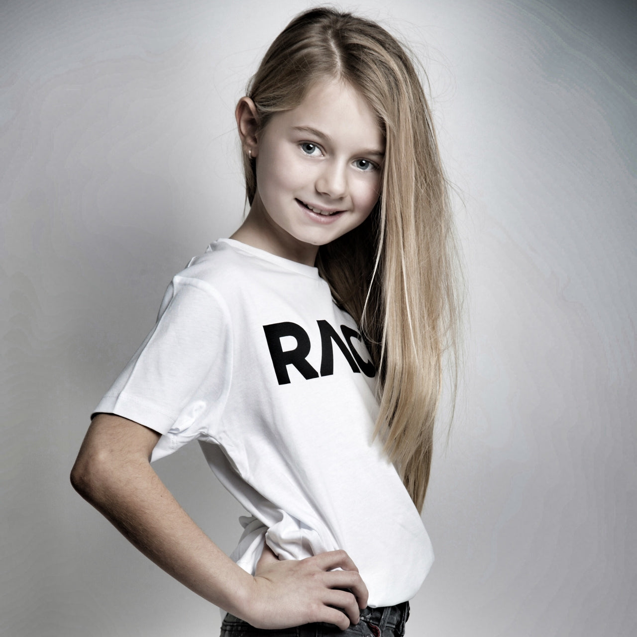 KIDS T-SHIRT RACR WHITE SIZE 128 + 146