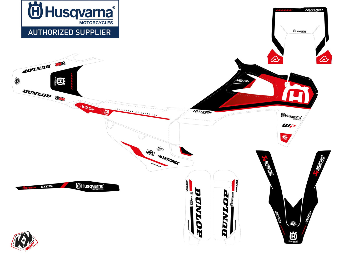 Husqvarna 300 TE Dirt Bike D-SKT Graphic Kit Red