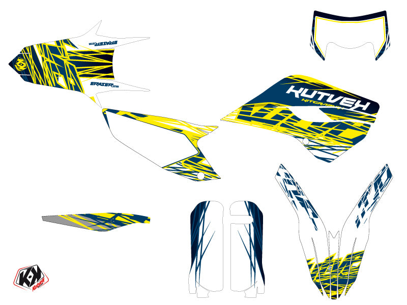 Husqvarna 125 TE Dirt Bike Eraser Graphic Kit Yellow Blue