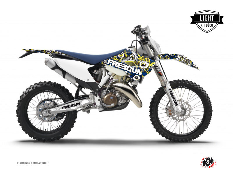 Husqvarna 125 TE Dirt Bike Freegun Eyed Graphic Kit Blue Yellow LIGHT - Light versie