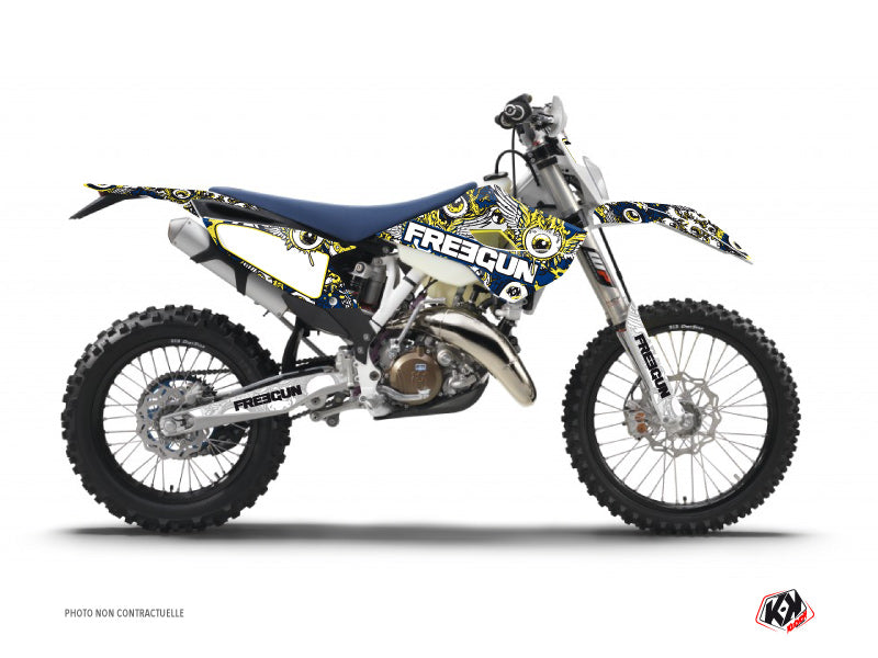 Husqvarna 300 TE Dirt Bike Freegun Eyed Graphic Kit Blue Yellow