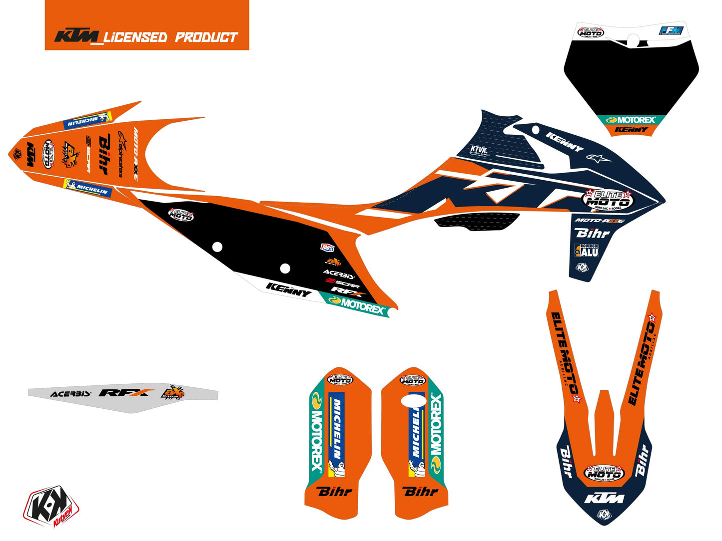 KTM 150 SX Dirt Bike Replica Team Elite Moto 15 K22 Graphic Kit