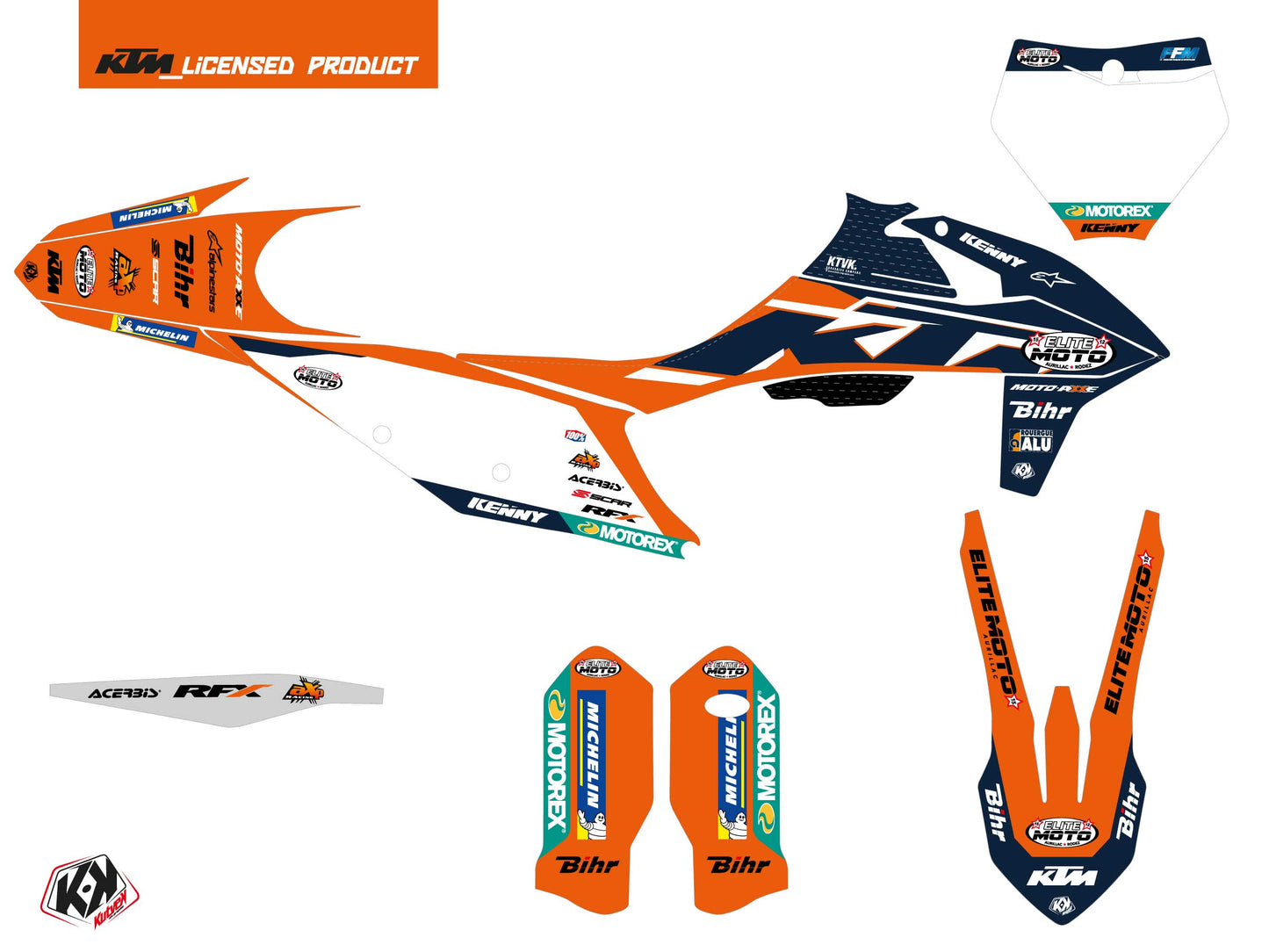 KTM 350 SXF Dirt Bike Replica Team Elite Moto 15 K22 Graphic Kit