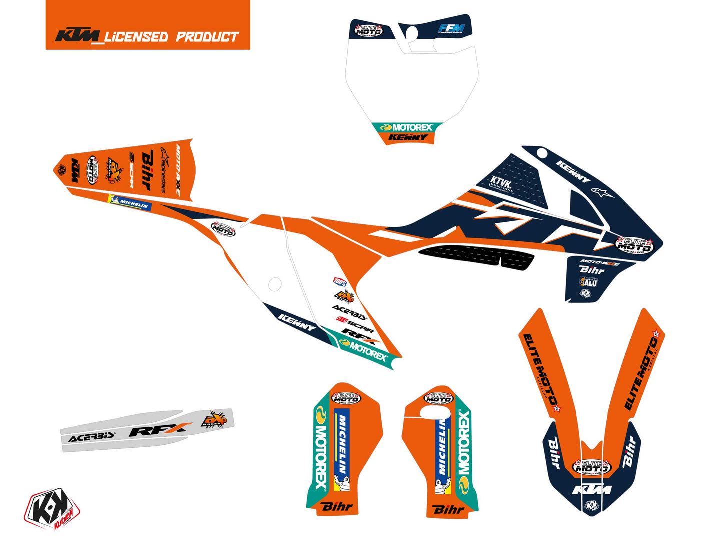 KTM 65 SX Dirt Bike Replica Team Elite Moto 15 K22 Graphic Kit