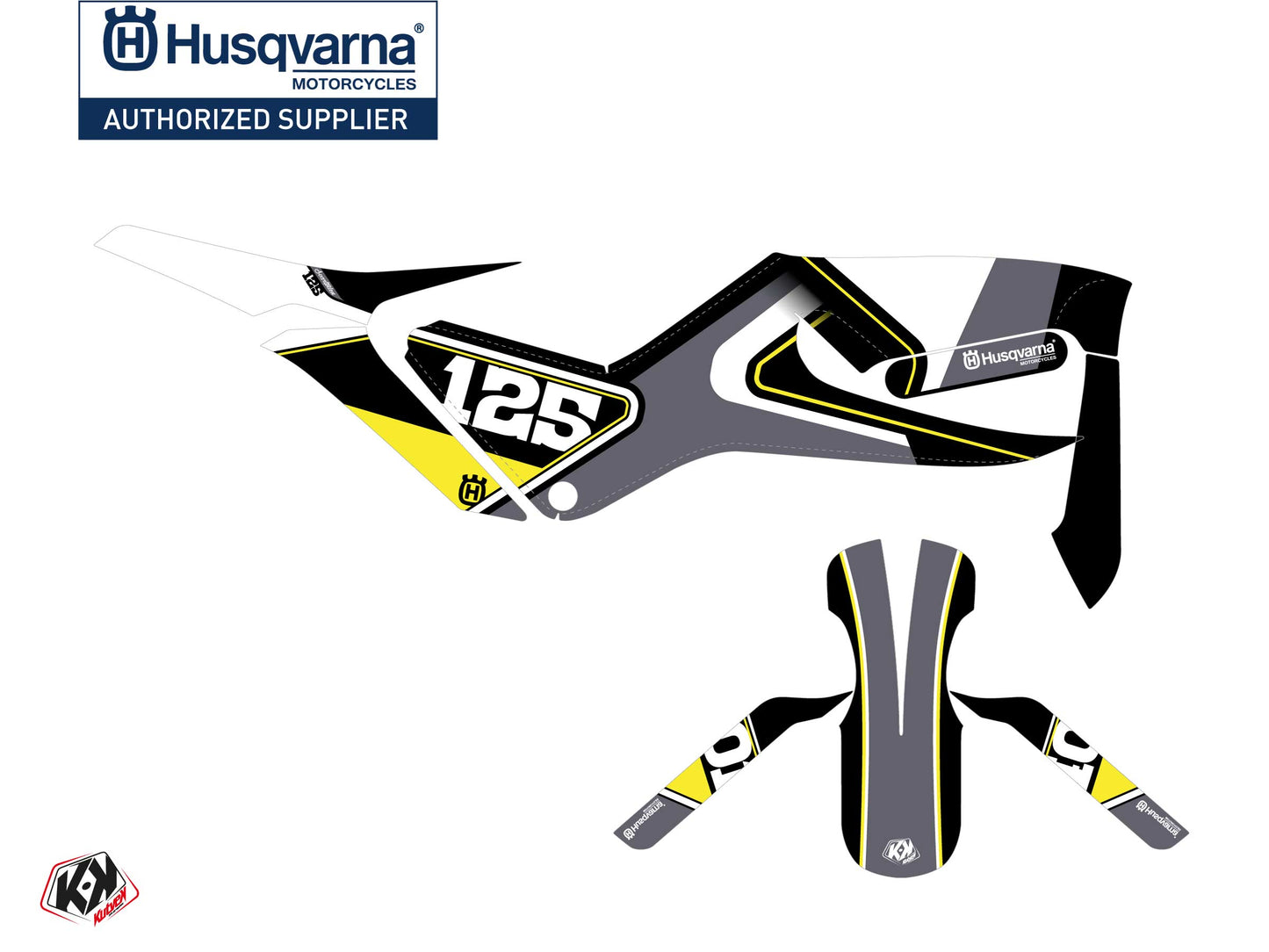 Husqvarna Svartpilen 125 Street Bike Rocket Graphic Kit Grey Yellow