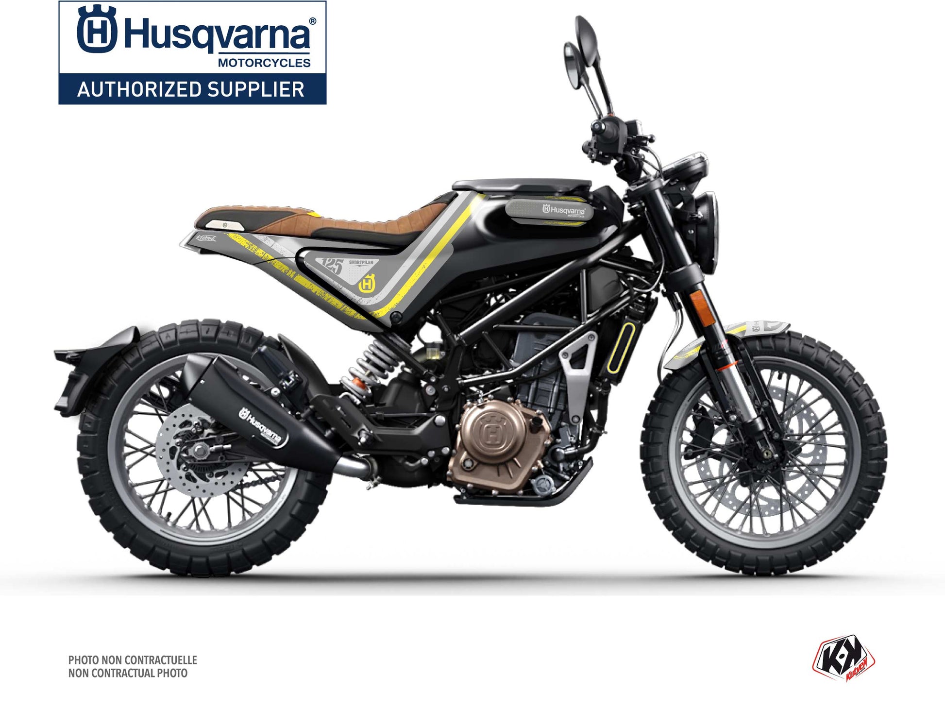 Husqvarna Svartpilen 125 Street Bike skramb Graphic Kit Jaune