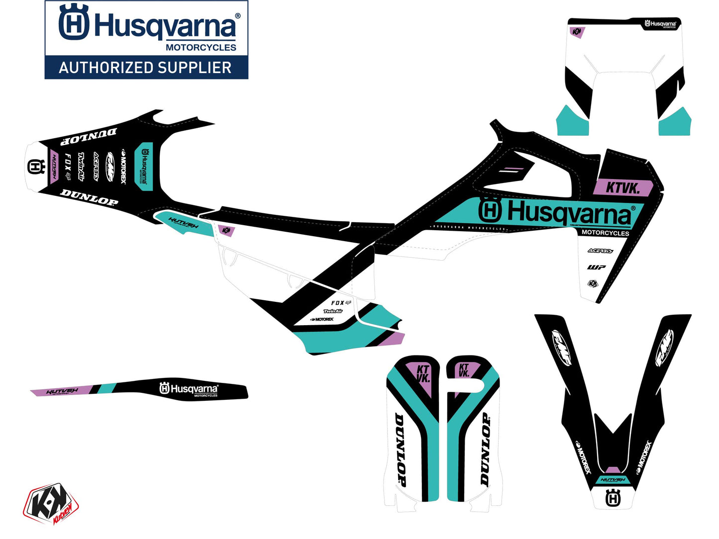 Husqvarna 150 TE Dirt Bike Start Graphic Kit Turquoise