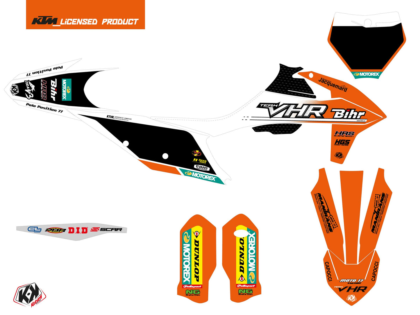 KTM 125 SX Dirt Bike Replica Team VHR K22 Graphic Kit